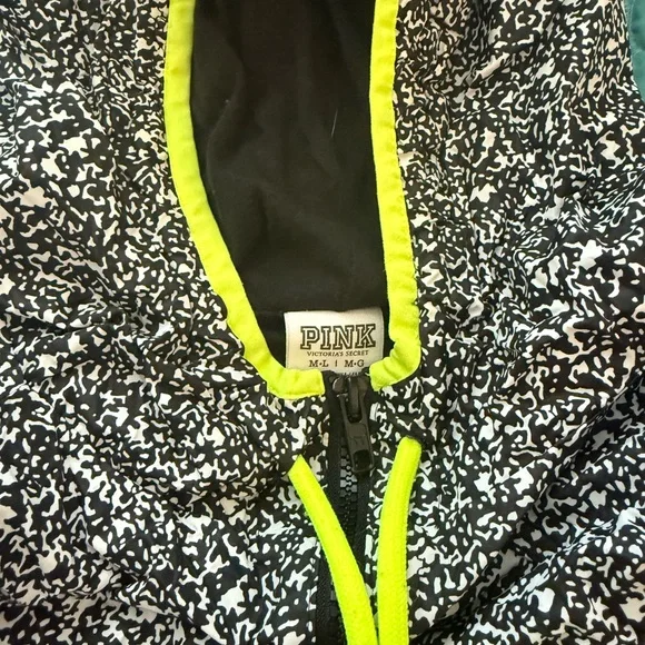 Victoria Secret Black and Yellow Hooded Rain Jacket - Picture 3 of 3